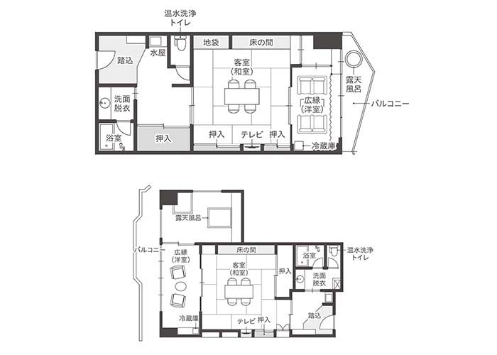 露天風呂付和室 間取り図