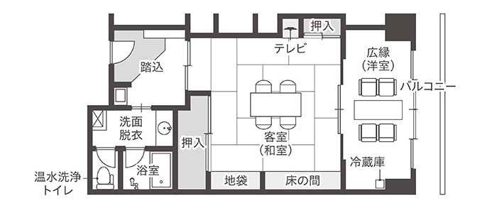 露天風呂付特別室 間取り図