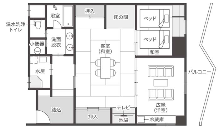 露天風呂付特別室 間取り図