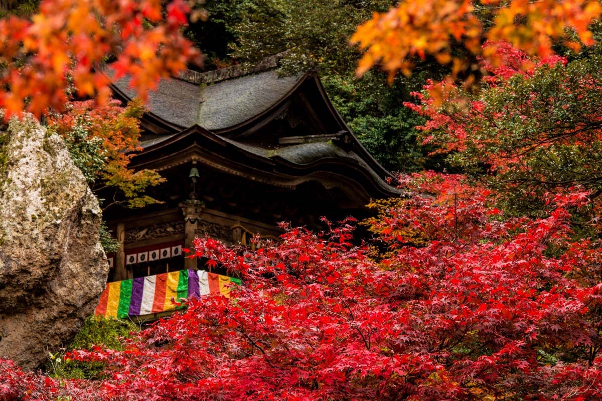 2193様感謝‼️紅葉の美‼️井堂雅夫　加能四景「那谷寺紅葉」和紙に木版画一点額入 2193様感謝‼️紅葉の美‼️井堂雅夫 加能四景「那谷寺紅葉」和紙